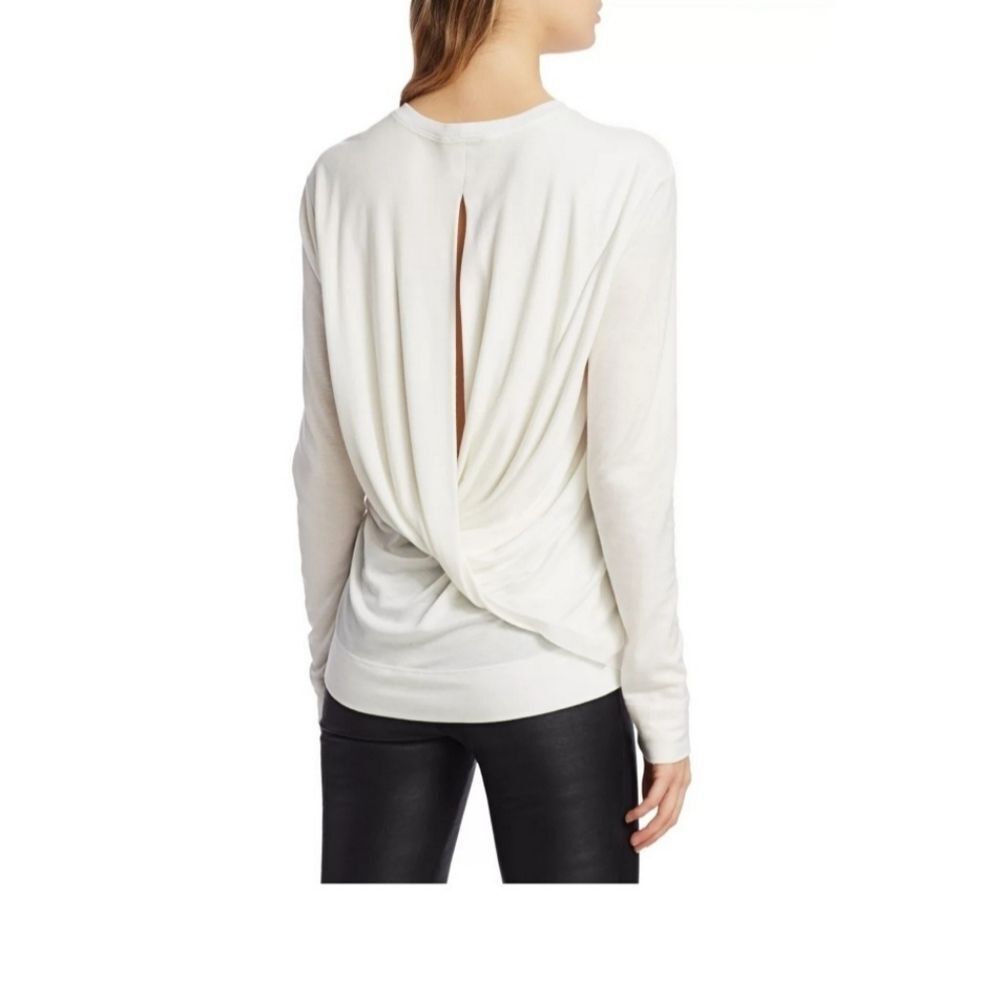 NWT Helmut Lang Extra Small Semi-Sheer Twist Open-Back Long Sleeve Jersey Top
